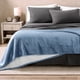 thumbnail image 2 of Manta de cama de felpa Sherpa Bare Home matrimonial/queen azul corona, 2 of 6