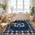 thumbnail image 3 of Design&I 3'x5' Washable Area Rug Welcome Stars Tartan Stripe Layer Door Striped Patriotic Vintage Refined for Home Office, Hallway, Low Profile & Durable Daily Traffic Ready, 3 of 7