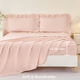 thumbnail image 6 of URBONUR 5Pcs Blush Pink King Bed in a Bag Ruffle Comforter Sets for Women Soft Lightweight Bedding Comforter Set Farmhouse Bed Sets for All Season(Blush Pink King), 6 of 10