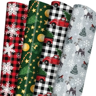 2DXuixsh Christmas Wrap Diy Men's Women's Children's Christmas Wrapping  Paper Holiday Gifts Wrapping Truck Plaid Green Tree Christmas Design Car