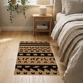 thumbnail image 3 of ODIKA 2'x3' Tan With Black Geometric Stripes Washable Throw Rug Playful Abstract Design Curved Motifs And Horizontal Band Non-Slip, Low Profile, Flatwoven, Easy Care for Hallway, Study Room, 3 of 7