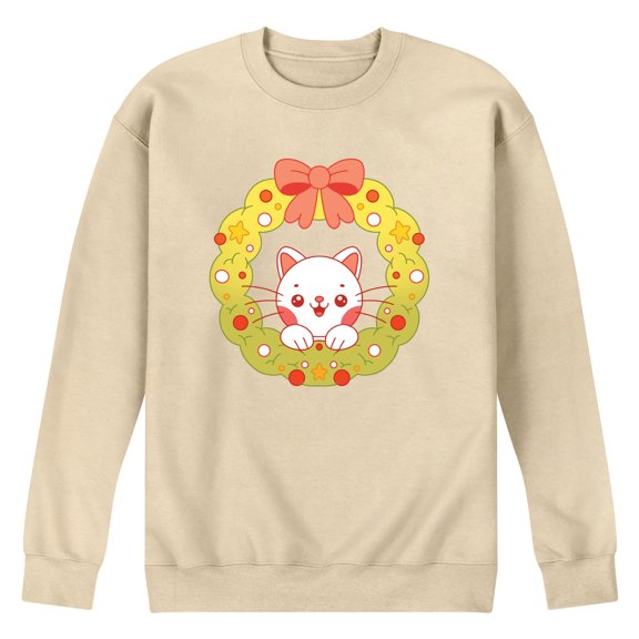 Instant Message - Chibi Cat Wreath Graphic Fleece Sweatshirt