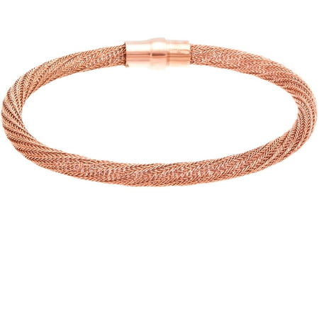 Lesa Michele Mesh Chain Bangle in Rose Gold over Sterling Silver