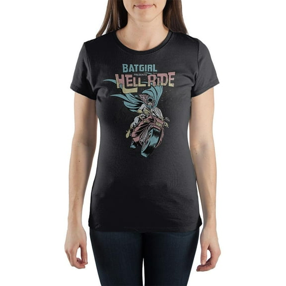 Batgirl Presents Hell Ride Women's Black T-Shirt Tee Shirt-Small