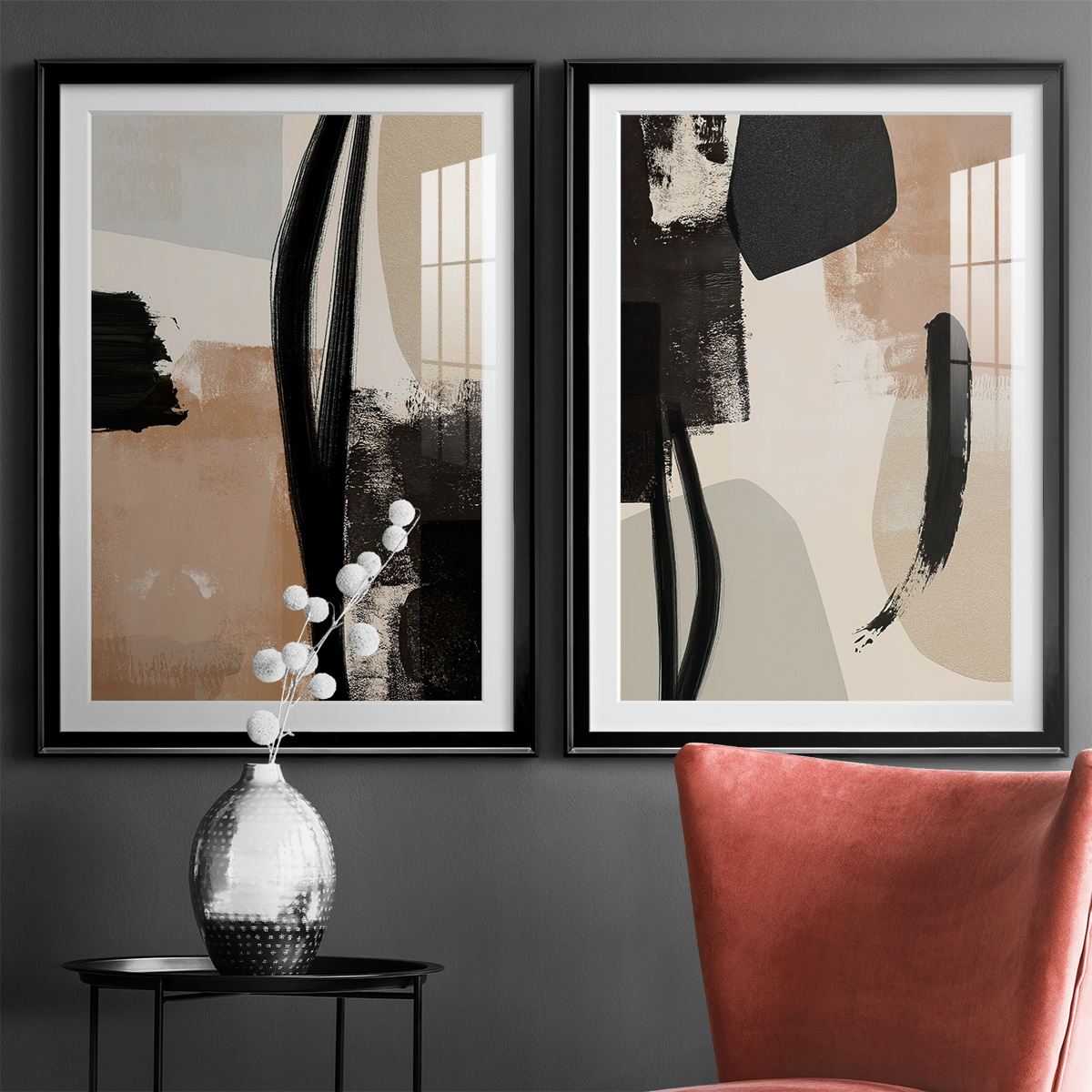 Wexford Home Selective Arrangement I Premium Framed Print, 22.5" x 30.5" - Ready to Hang, Black (Set of 2)