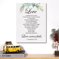 thumbnail image 5 of Christian Canvas Wall Art Love is Patient Love is Kind 1 Corinthians 13:4-8 Canvas Print Positive Scripture Canvas Painting Home Bedroom Wall Decor Framed Wedding Gift 12x15 Inch, 5 of 5