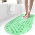thumbnail image 4 of Hgallory Silica Gel Oval Bathtub Mat for Bathroom Toilet, Non-Slip Household Long Ellipse Suction Cup Bath Mats for Bubble Massage, Solid Color Modern Decor Foot Mat, 1PC, 16"x34.6", Green, 4 of 8
