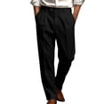 thumbnail image 2 of Atkumj Suit Pants Men with Pockets Comfortable Great Drape Double‑Pleated Button Slacks Casual Loose Solid Color Straight Leg Trousers for Men for Office Daily 2XL, 2 of 7