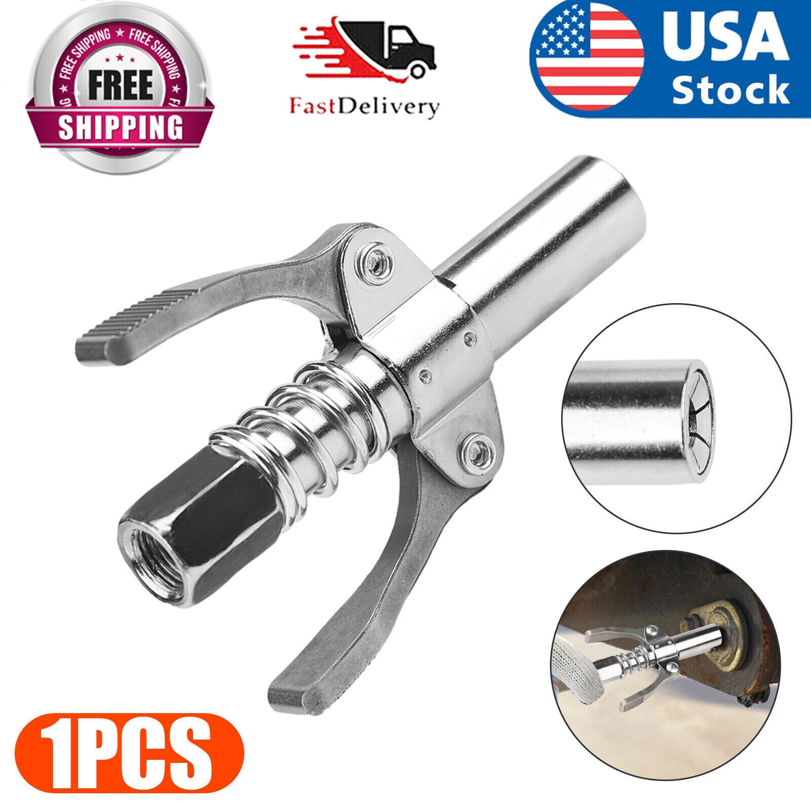 1 Pack Grease Gun Coupler HighPressure Quick Release Lock Oil