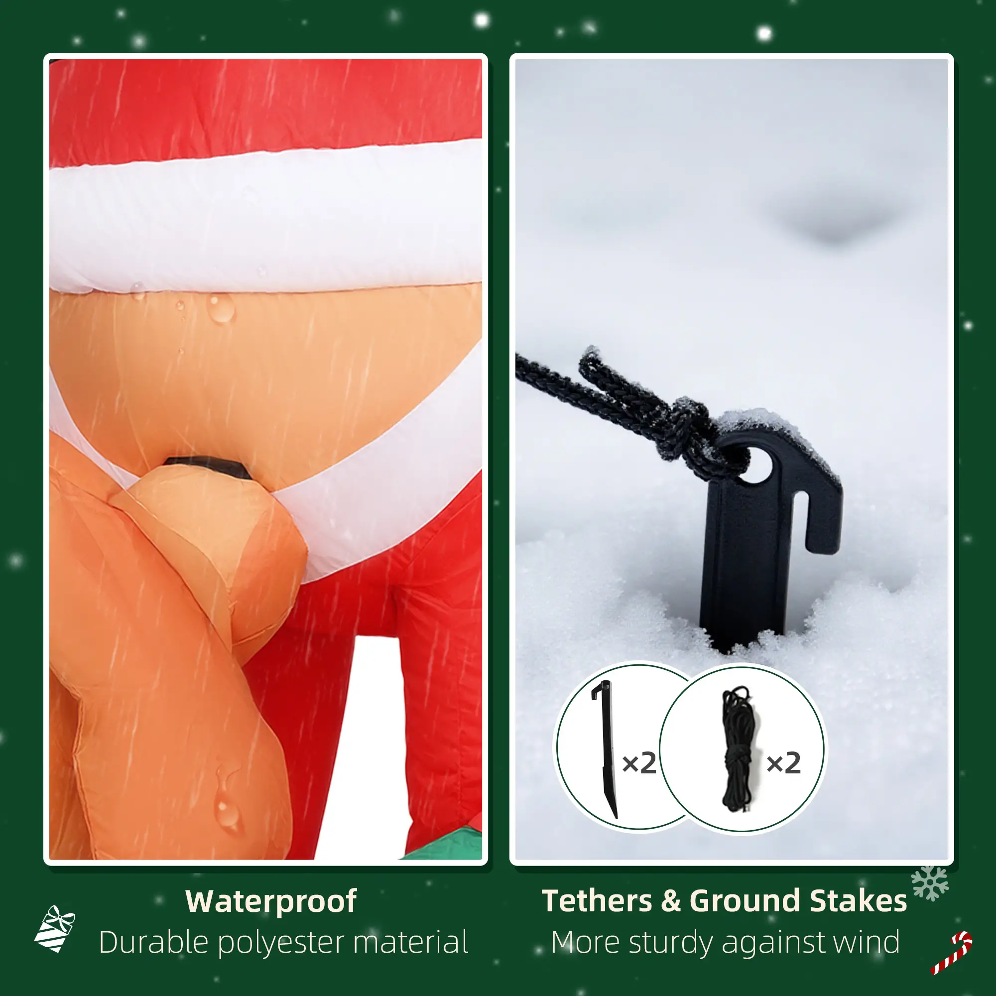 Santa Falling Off Roof Inflatable with Dog Biting Santa Comedic Design LED Lights Outdoor Yard Decoration