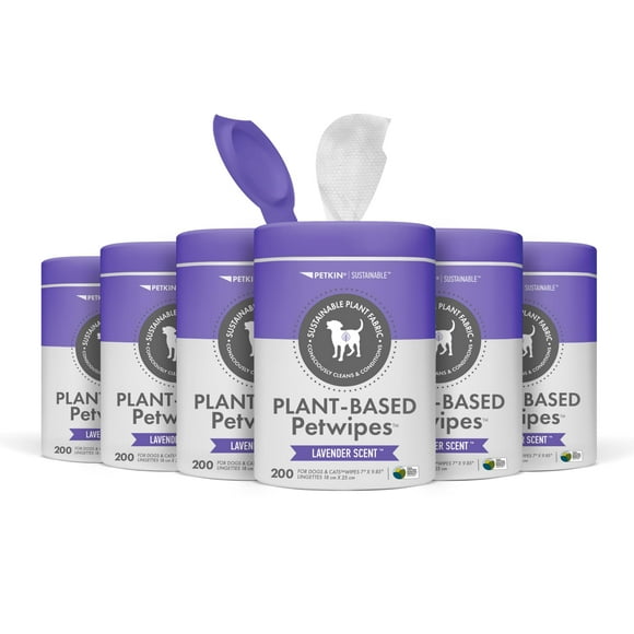 Petwipes Petkin 200 toallitas a base de plantas, 6 unidades, para perros y gatos