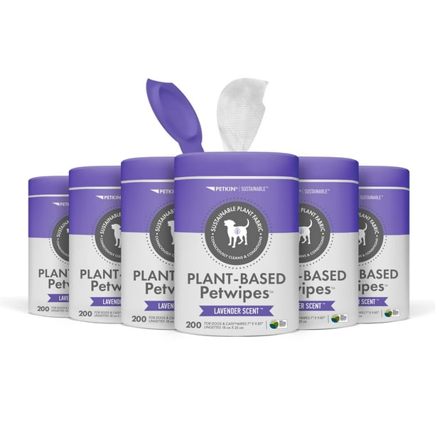 Petwipes Petkin 200 toallitas a base de plantas, 6 unidades, para perros y gatos