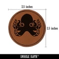 thumbnail image 2 of Cute Octopus 2.5" Faux Leather Round Engraved Iron-On Patch - Brown, 2 of 6