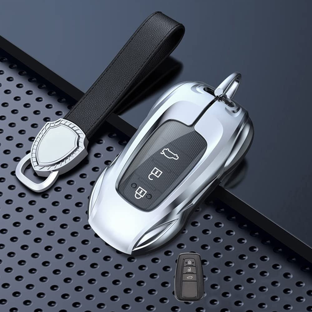 Zinc Alloy Metal Car Key Fob Case Accessories Compatible for Toyota Camry RAV4 Highlander Avalon C-HR Prius Corolla 2018-2022 Smart Key Fob Cover Protector Shell