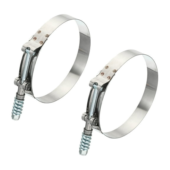Uxcell T-Bolt Hose Clamps with Spring, 2 Pack 304 Stainless Steel Adjustable Worm Hose Clamp for 4" Hose ID