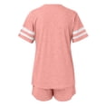 thumbnail image 3 of KaLI_store Short Sets Women 2 Piece Outfits Women's Casual 2 Piece Outfits Button Down Shirt Top Paper Bag Shorts Cotton Linen Sets Pink,XL, 3 of 5