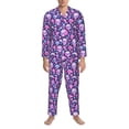 thumbnail image 3 of Fotbe Skull Rainbow Mushroom Pattern Long Sleeve Pajama Set for Men,Sleepwear Set,2-piece Loungewear Set,Soft PJs Comfy Nightwear with Pockets-Large, 3 of 7