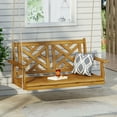 thumbnail image 2 of GDF Studio Petes Outdoor Acacia Wood Hanging Porch Swing, Teak, 2 of 8