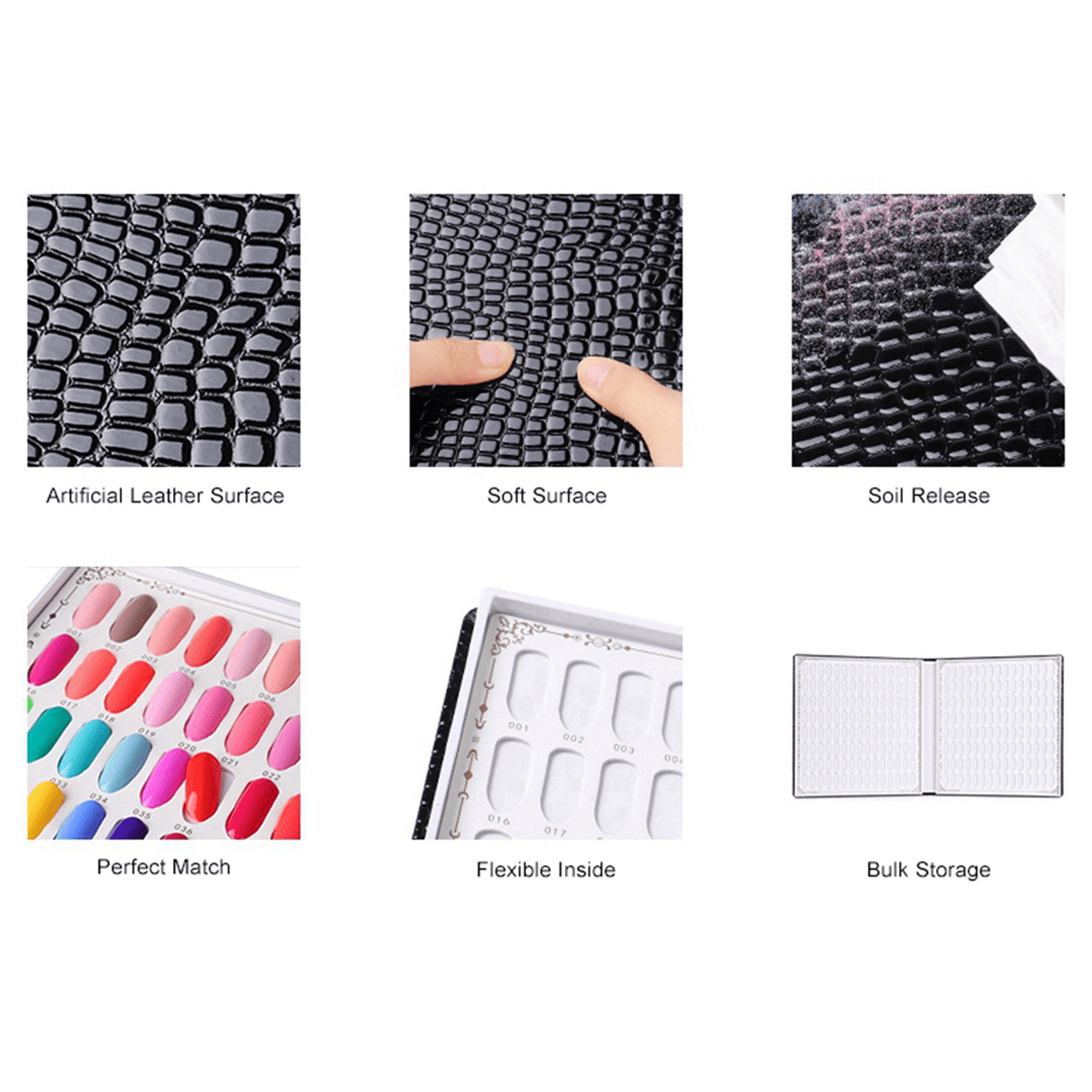 3X 216 Colors Nail Tips Display Book DIY Nail Art Showing Shelf Gel Color Card Chart Painting Display Board Silver