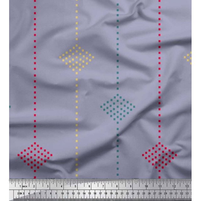Soimoi Grey Rayon Fabric Dotted Jamdani Fabric Prints By Yard 42 Inch Wide