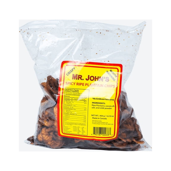 Mr. John's Spicy Ripe Plantain Chips 400g - Irresistibly Spicy and Crunchy Snack