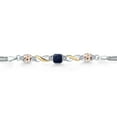 thumbnail image 2 of 925 Silver and 10K Yellow Gold Blue Sapphire and Peach Morganite and White Lab Grown Diamond Bracelet for Women (2.43 Cttw, Gemstone September Birthstone, Cushion 6MM, 6.5 inches, Made in Italy), 2 of 4