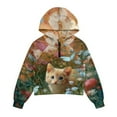 thumbnail image 4 of Xoenoiee Cat Butterfly Flower Print Girls' Sweatshirts Half Zip Up Pullover Crop Tops for Girls Long Sleeve Hoodie Sweater Cropped Sweatshirt, Size 7-8 Years, 4 of 7