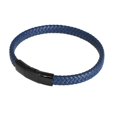 thumbnail image 3 of Pulsera Geoffrey Beene de cuero trenzado para hombre, 21 cm, color azul, 3 of 7