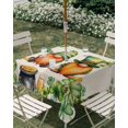 thumbnail image 3 of Square Outdoor Tablecloth with Umbrella Hole St. Patrick's Day Outside Table Cloth Waterproof Patio Table Cover Green Gnomes Lucky Shamrocks Vintage Zipper Tablecloths for Picnic Camping 60x60 Inch, 3 of 8