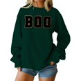 thumbnail image 2 of BODOAO Halloween Sweatshirt for Women Cute Boo Graphic Shirt Crewneck Ghost Pullover Sweater Tops Cute Spooky Season Shirt Long Sleeve Fall Winter Pullover Tops Blackish Green L, 2 of 4