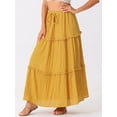 thumbnail image 2 of DARING DIVA Women's Ruffle Swing Skirts Beach Tiered Long Maxi Skirt S Yellow, 2 of 6