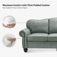thumbnail image 6 of Genuine Leather 3 Seater Sofa with Rolled Arms Nailhead Trims Solid Wooden Legs Living Room Reading Sage, 6 of 8