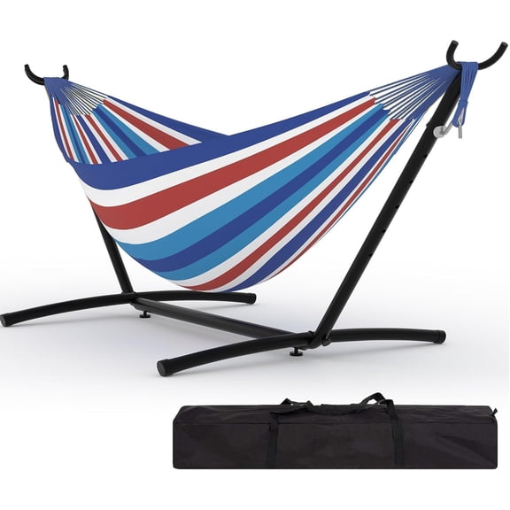 Double Hammock, Heavy Duty Portable, 500 lb Weight Capacity, Perfect for Both Indoors and Outdoors, 2 Person Hammock with Carrying Bag