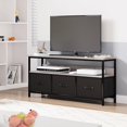 thumbnail image 3 of Mueble para TV de 47.2 Pulgadas – Hasta 55 Pulgadas – Consola Multimedia – 3 Cajones de Tela y Estante – Sala y Dormitorio – Negro y Gris, 3 of 15