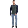 thumbnail image 2 of DARING DIVA Men's Long Sleeve Color Block Casual Raglan T-Shirt S Gray Blue, 2 of 7