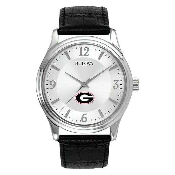 Men's Silver Georgia Bulldogs Leather Watch
