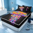 thumbnail image 3 of Erosebridal Coastal Jellyfish Zipper Twin Comforter Sets with Fitted Sheet and 2 Pillowcases, Ocean Wildlife Zipper Bedding Set, Black Reversible, 3 of 7