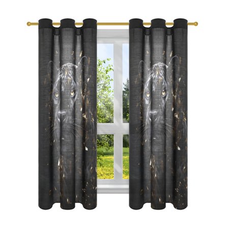 Leopard Cheetah Black Blackout Curtains Patio Door Curtains Window Decoration for Bedroom Living Room 2 Panels
