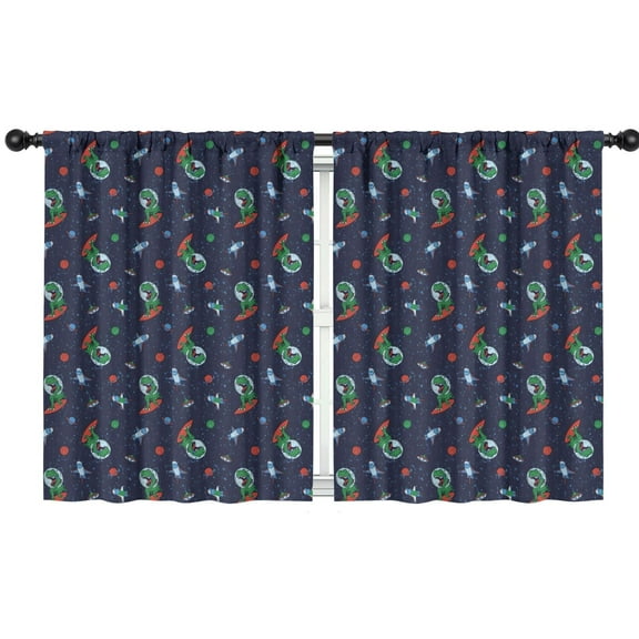 Blackout Kids Curtains,Navy Dinosaurs Space Surfing Pattern Childrens Insulated Curtains Set Of 2,Bedroom Essentials,Toddler Room Decor 42"x54"
