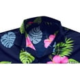 thumbnail image 4 of HAPPY BAY Men's Funky Beach Party Tropical Floral Shirts Short Sleeve Button Down Hawaiian Shirt for Men L Hibiscus Monstera Leafs, Navy Blue, 4 of 6