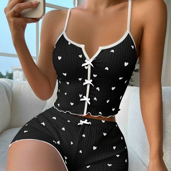Cozyfort Pajama Sets for Women Plus Size 2 Piece Summer Camisole Shorts Women's Pajamas Plus Size Home Suit Set Plus Size Womens Clothes