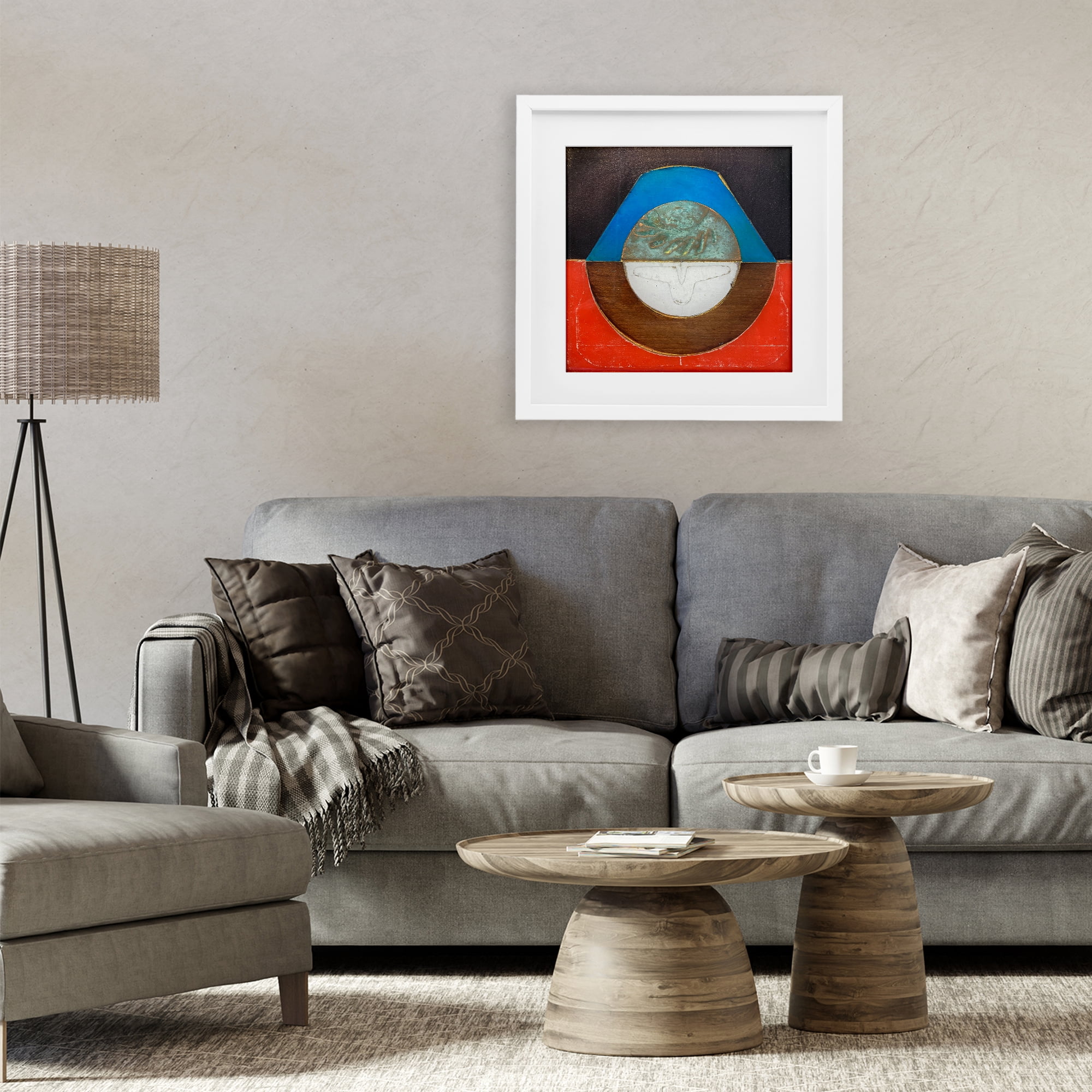 Stupell Industries Round Rustic Symmetry White Framed Print Under Glass, design by Matthew Finger