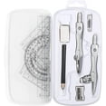 thumbnail image 1 of This 10-piece math and geometry set for students includes a shatterproof storage box, a ruler, protractor, compass, eraser, pencil sharpener, pencil lead, and pencil for drawing and drafting.,Grey, 1 of 8