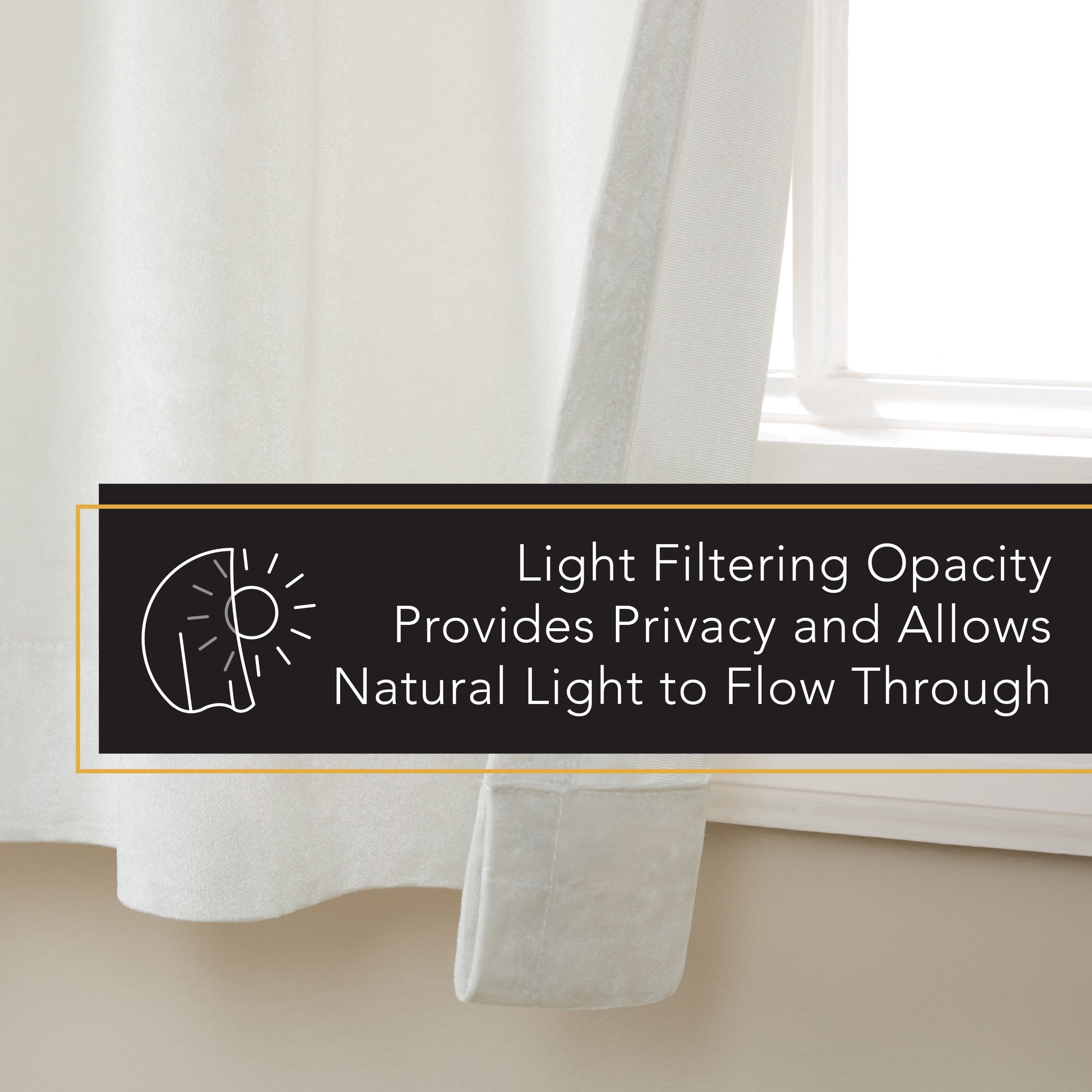 TOWN & COUNTRY LUXE Velour Solid Heavyweight Indoor Curtains, Light Filtering Opacity, Triple Pinch Pleat Top, Plush Velvet, 2-Pack Set, 27"x84", Winter White