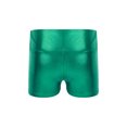 thumbnail image 2 of MSemis Kids Girls Metallic Shiny Stretch High Waisted Athletic Booty Dance Shorts Green 8, 2 of 5