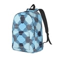 thumbnail image 3 of Casual Canvas Backpack Without Interlayer Large Capacity Stick Bag Design For Outdoor Shopping Office Outdoor Sports Argyle Plaid Lightskyblue_49288_2 Small, 3 of 7