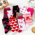 thumbnail image 5 of Yokua Pink Ribbon Breast Cancers Awareness Socks Pink Ribbon Crew Socks for Womens, 5 of 20