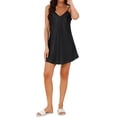 thumbnail image 2 of INSPIRE CHIC Womens Satin Nightgowns V Neck Lace Back Slip Mini Sleep Dress Soft Casual Nightshirt Sleepwear Short Chemise S Black, 2 of 6