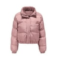 thumbnail image 4 of UYISJ Women's Winter Jacket Cropped Puffer Fashion Jackets Warm Lightweight Coat Solid Color Zip up Bomber Jacket Pink M, 4 of 9