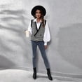 thumbnail image 3 of SWSMCLT Women's Button Fashion Loose Deep V Neck V Neck Sweater Vest Knit Soft Cute Asymmetrical Sweater Black Large, 3 of 4
